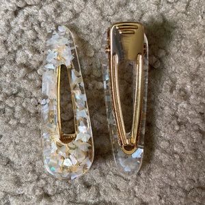 2 Aeropostale Gold With Shiny White Specks Barrettes